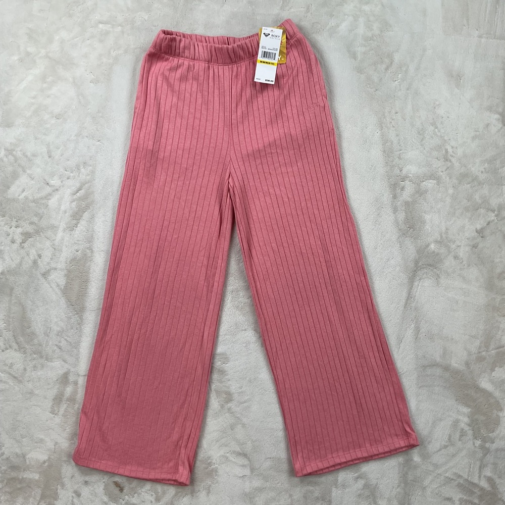 Roxy Girl Mauve Glow Ribbed Wide Leg Pants Kids Size M 8-10 NWT RSFHC13S-689